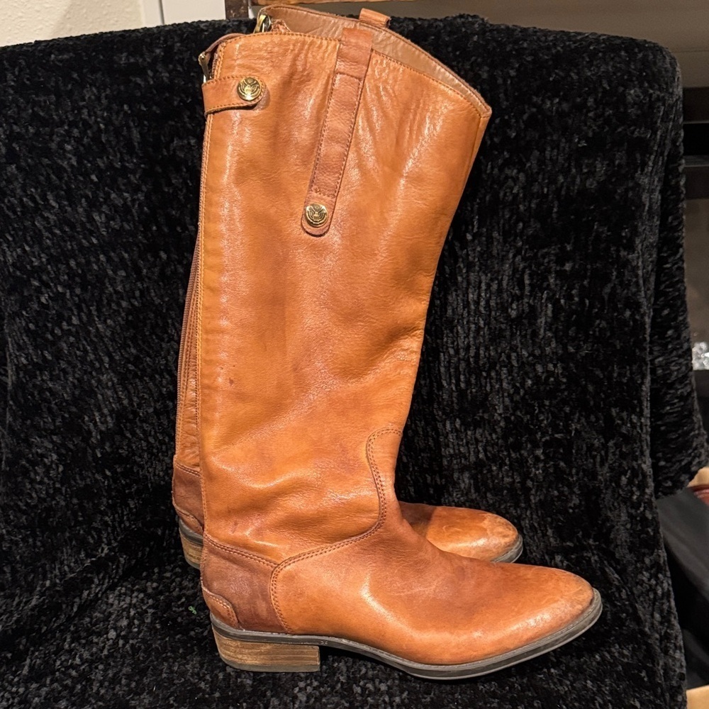 Sam Edelman Cognac Leather Over the Knee Boots